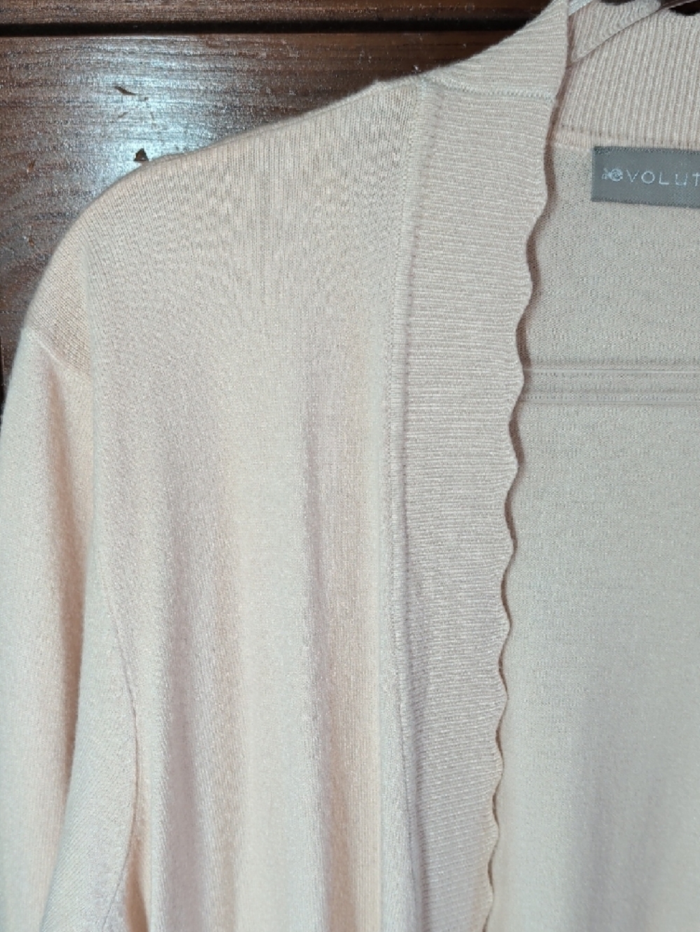Scalloped Edge Open-Front Blush Cardigan - Picture 4 of 13